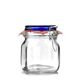 Contenitori IN VETRO TRASPARENTE TAPPO blu